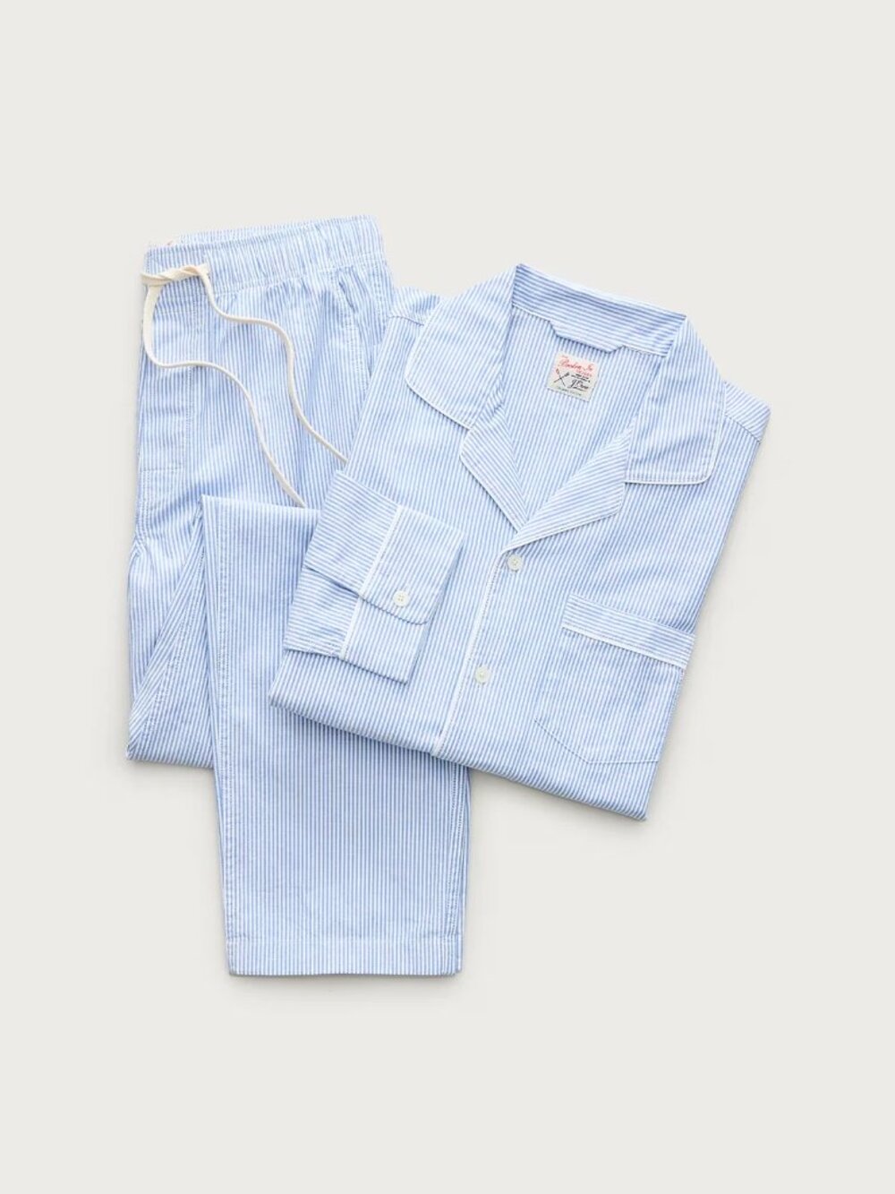 Men’s J. Crew Blue Striped Long Sleeve/Long Pant Oxford Lounge PJ Set XXL NWOT